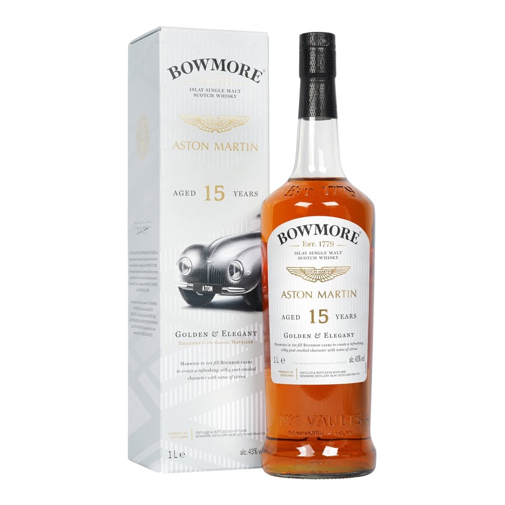 1647864777-13528600 BOWMORE 15 YEARS OLD 2021 - ASTON MARTIN EDITION - GOLDEN & ELEGANT - TRAVEL EXCLUSIVE 43% - Image 1
